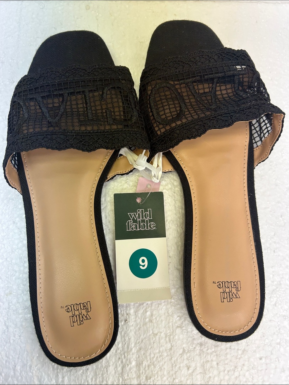 wild fable Black Crochet Slide Mules